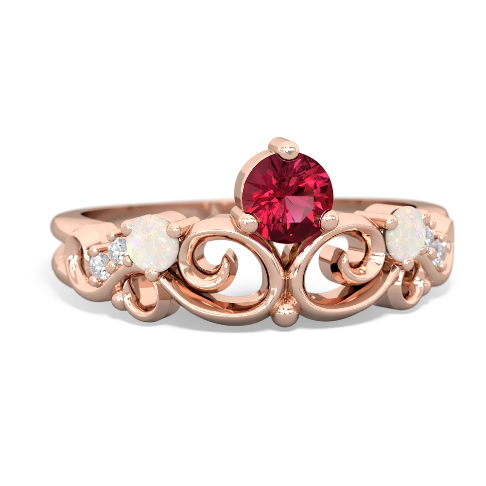 Lab Ruby Crown Keepsake 14K Rose Gold ring R5740