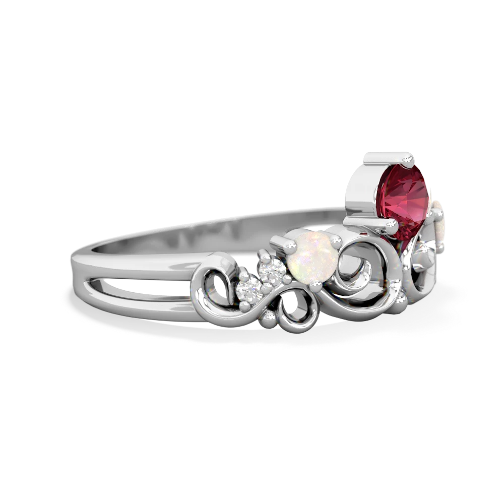 Lab Ruby Crown Keepsake 14K White Gold ring R5740