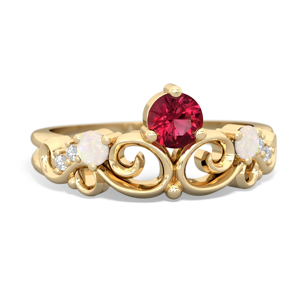 Lab Ruby Crown Keepsake 14K Yellow Gold ring R5740