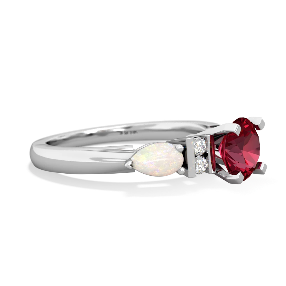 Lab Ruby 6Mm Round Eternal Embrace Engagement 14K White Gold ring R2005