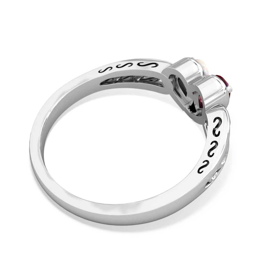 Lab Ruby Filligree 'One Heart' 14K White Gold ring R5070