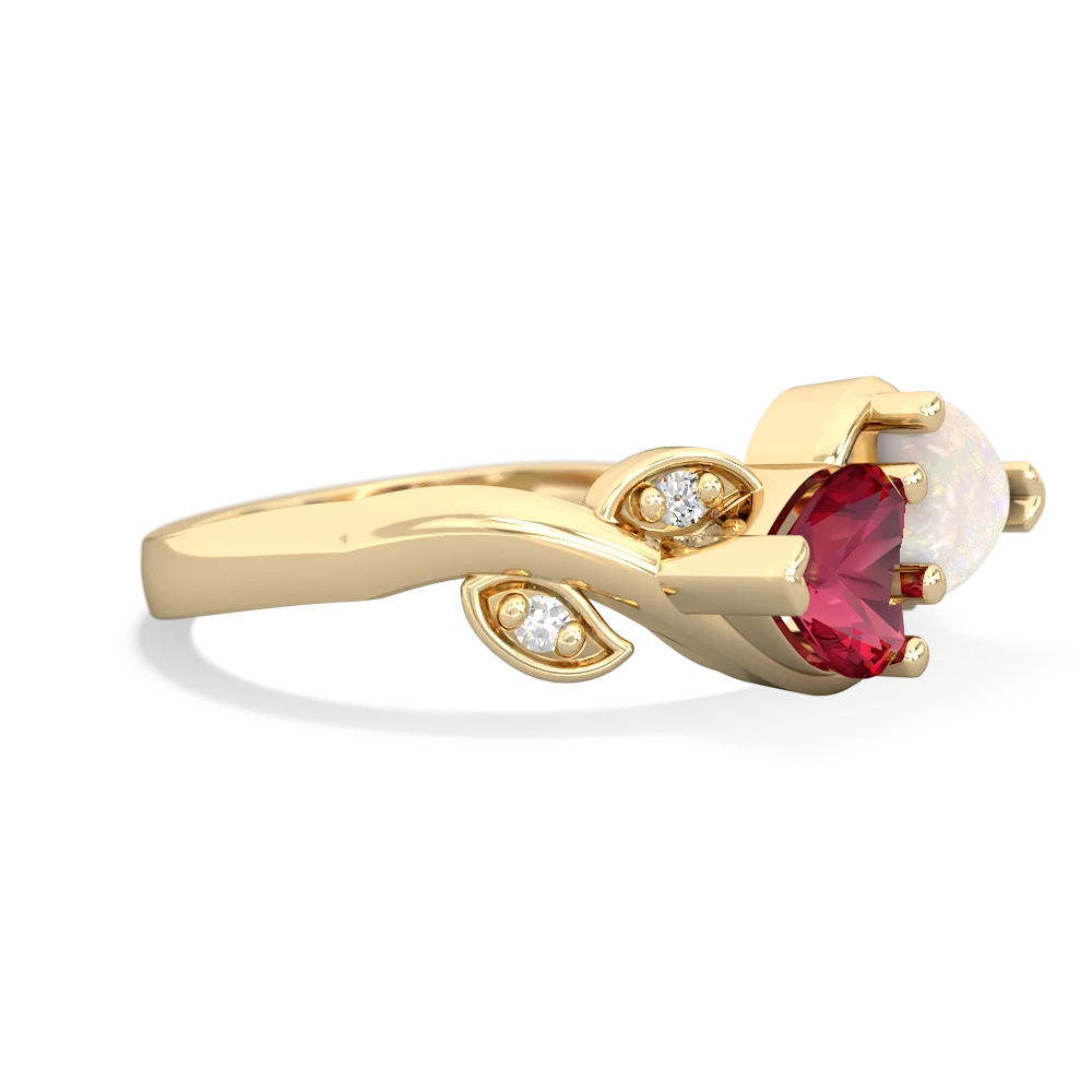 Lab Ruby Floral Elegance 14K Yellow Gold ring R5790