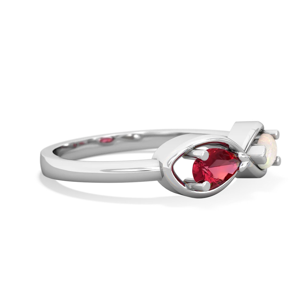 Lab Ruby Infinity 14K White Gold ring R5050