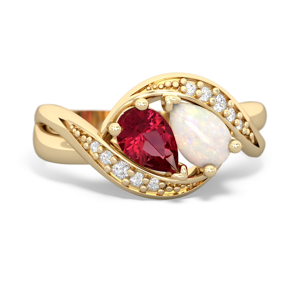 Lab Ruby Summer Winds 14K Yellow Gold ring R5342