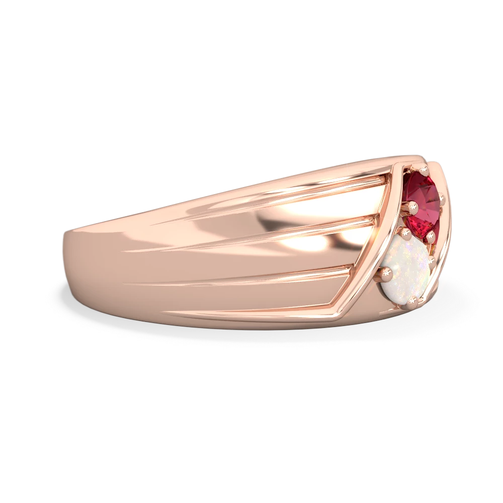 Lab Ruby Men's Streamline 14K Rose Gold ring R0460