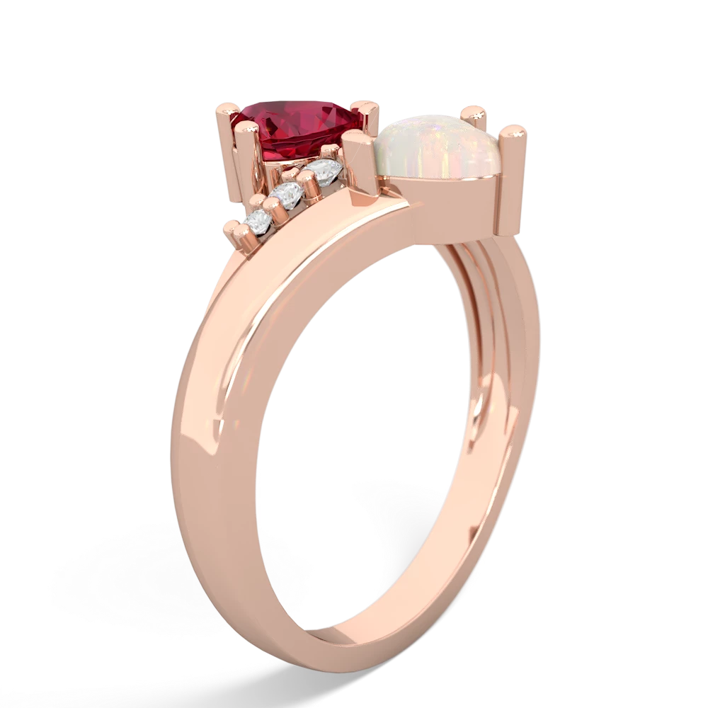 Lab Ruby Heart To Heart 14K Rose Gold ring R2064