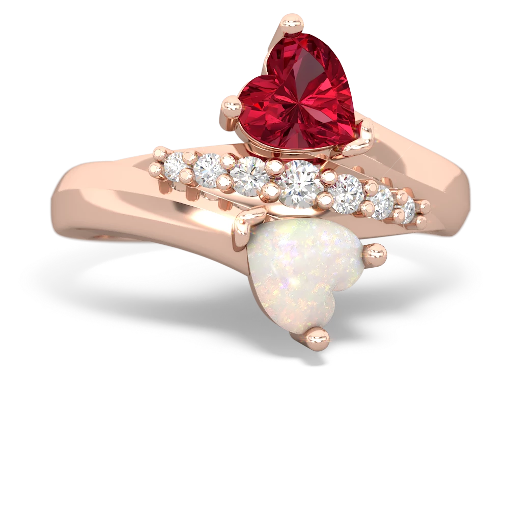 Lab Ruby Heart To Heart 14K Rose Gold ring R2064