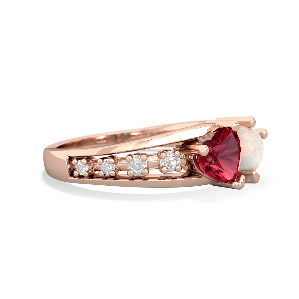 Lab Ruby Heart To Heart 14K Rose Gold ring R3342