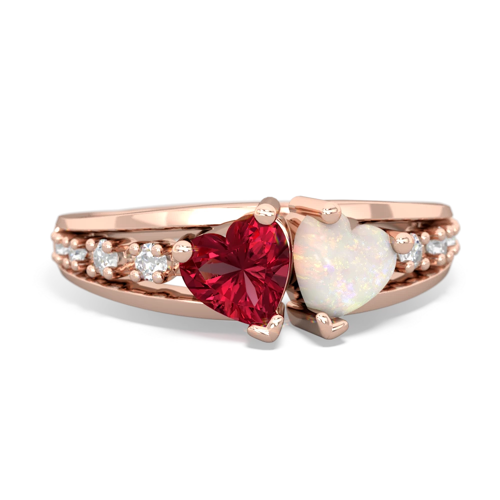 Lab Ruby Heart To Heart 14K Rose Gold ring R3342