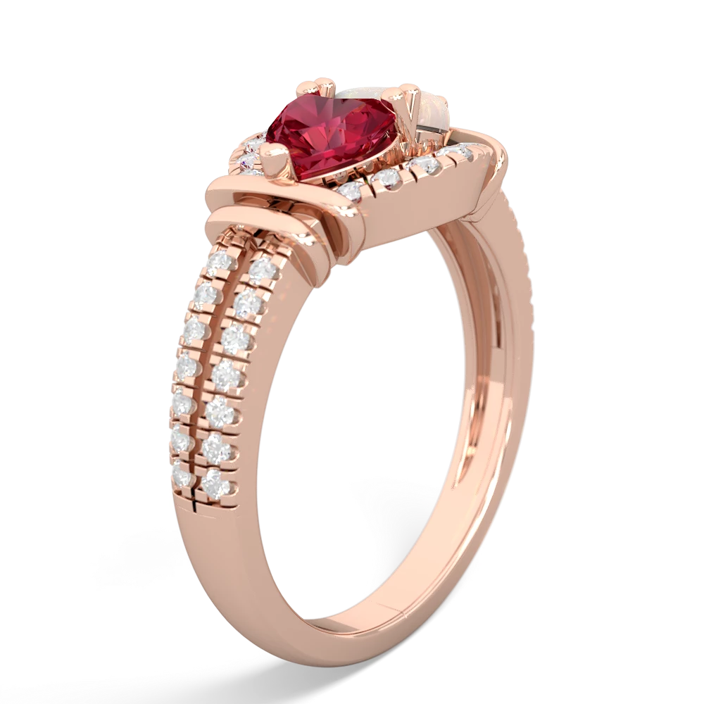 Lab Ruby Art-Deco Keepsake 14K Rose Gold ring R5630