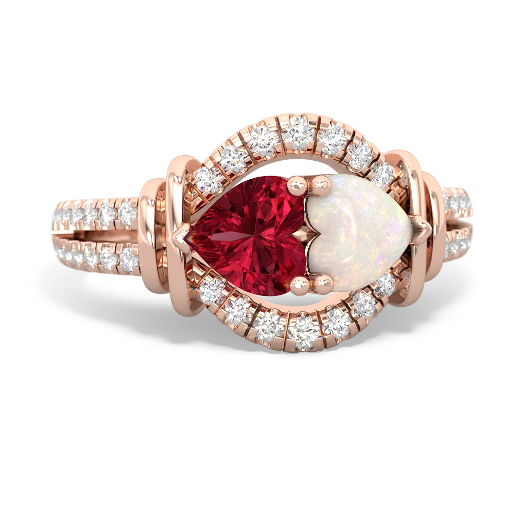 Lab Ruby Art-Deco Keepsake 14K Rose Gold ring R5630