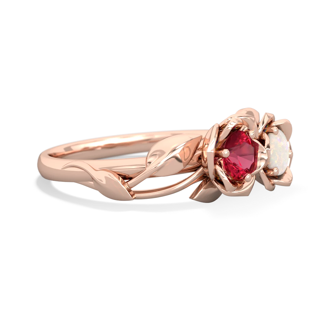 Lab Ruby Rose Garden 14K Rose Gold ring R5510