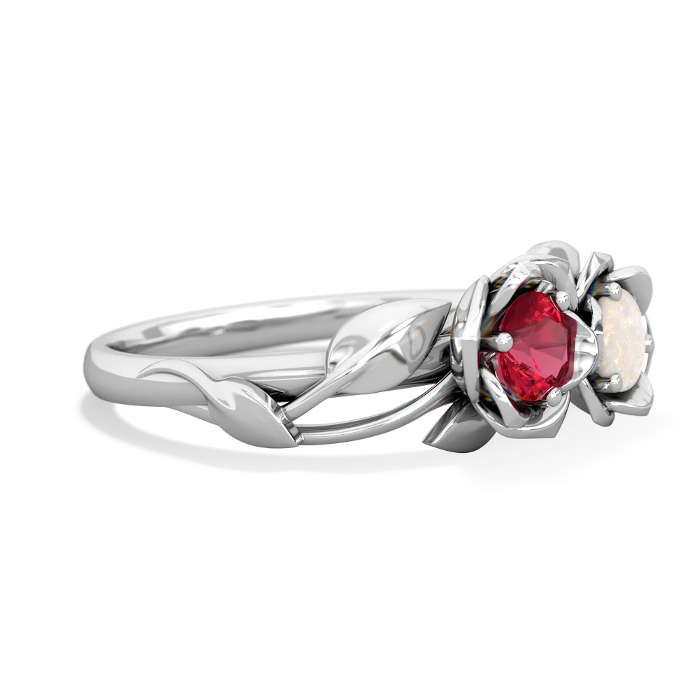 Lab Ruby Rose Garden 14K White Gold ring R5510