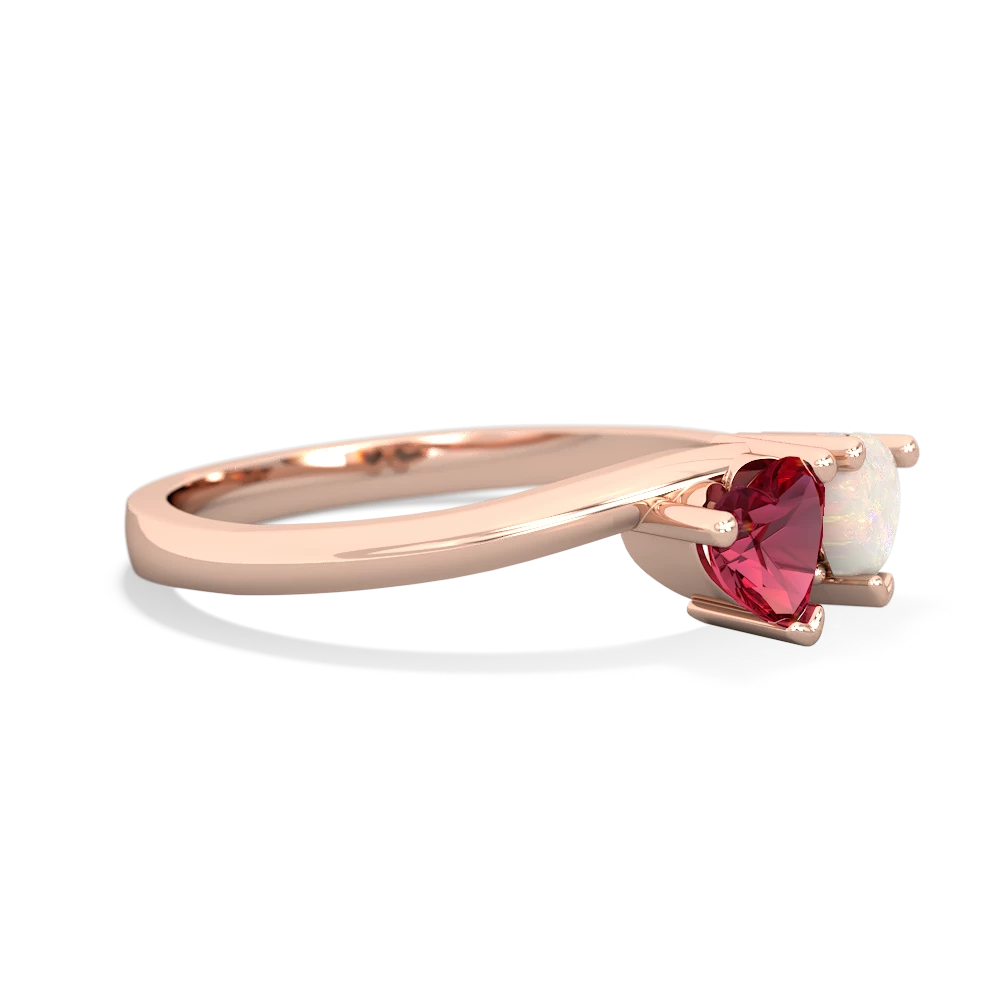 Lab Ruby Sweethearts 14K Rose Gold ring R5260