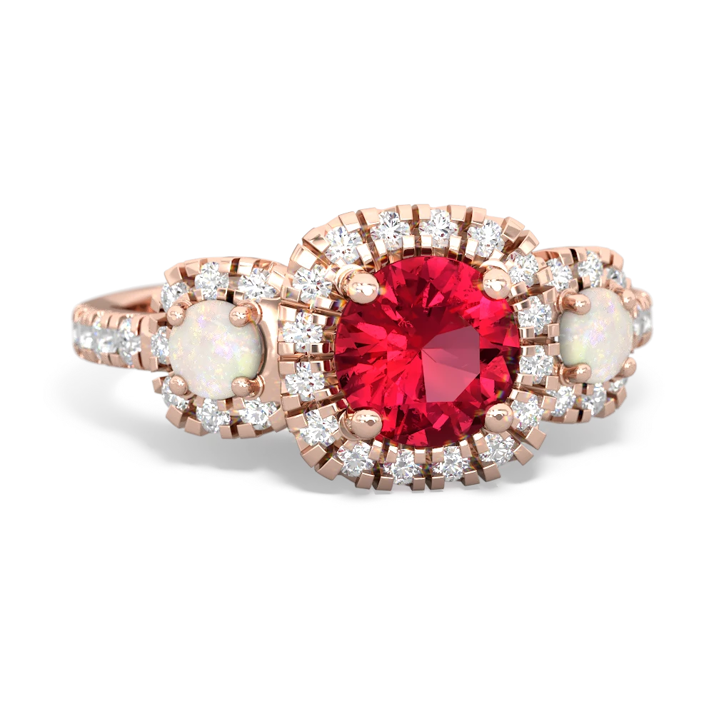 Lab Ruby Regal Halo 14K Rose Gold ring R5350