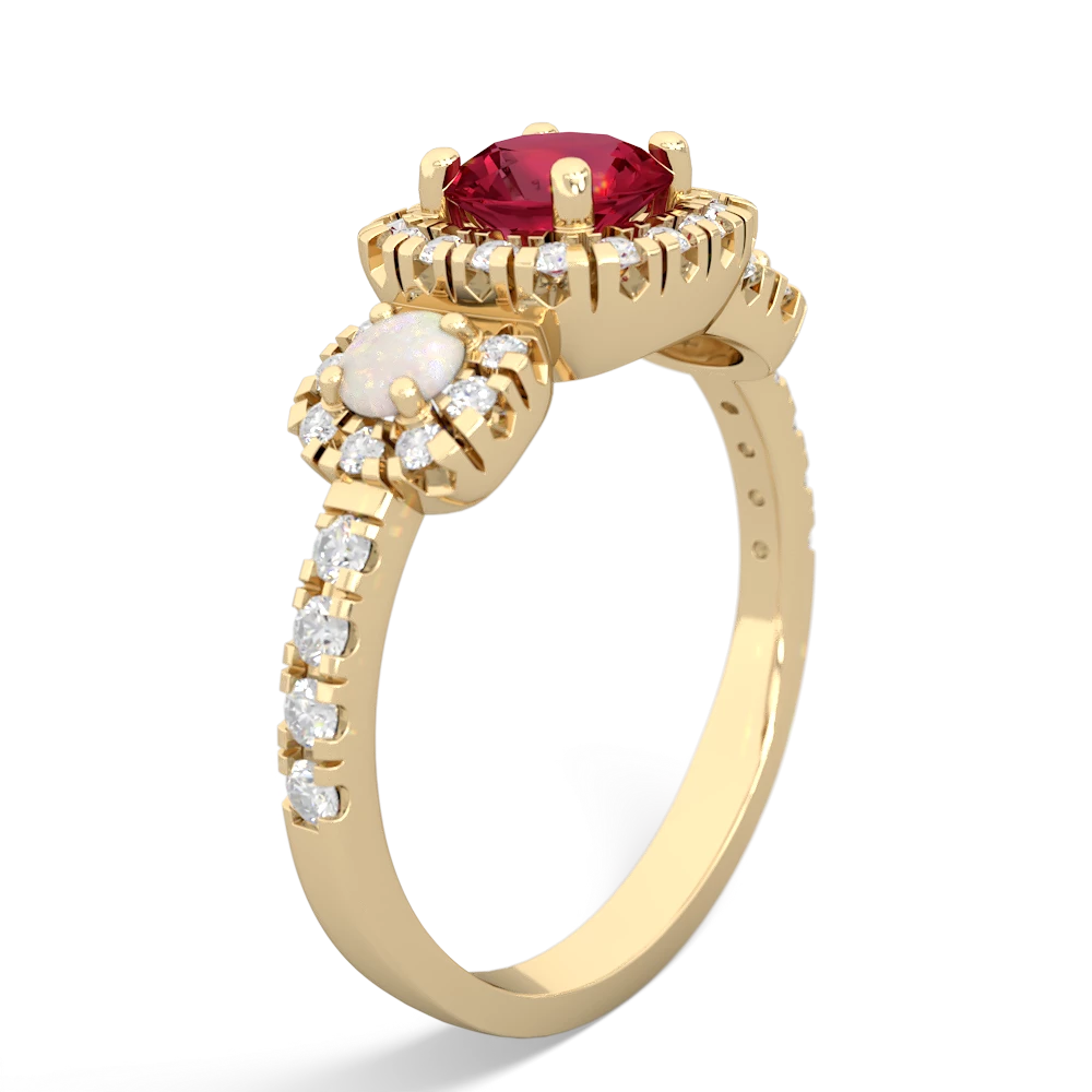 Lab Ruby Regal Halo 14K Yellow Gold ring R5350