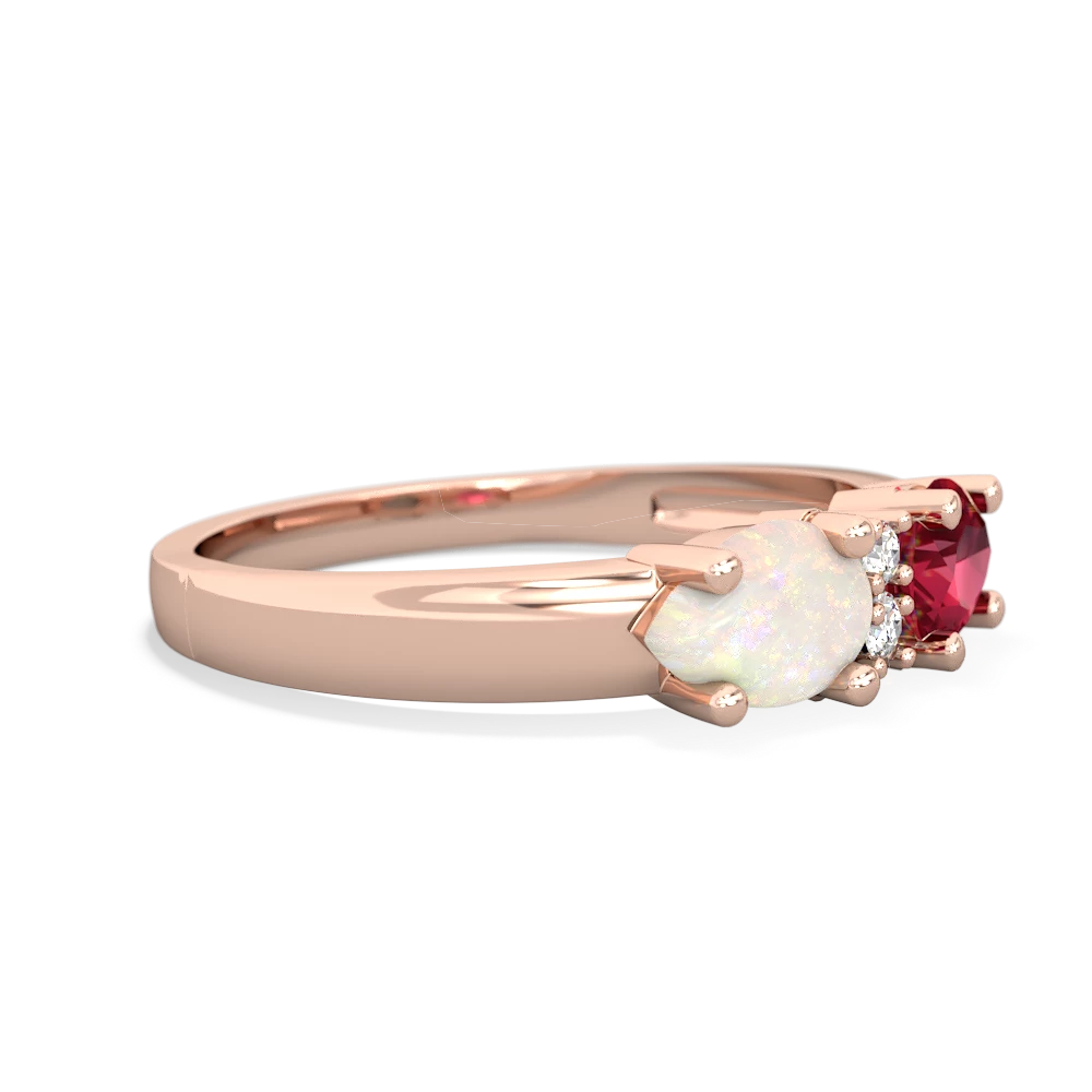 Lab Ruby Pear Bowtie 14K Rose Gold ring R0865