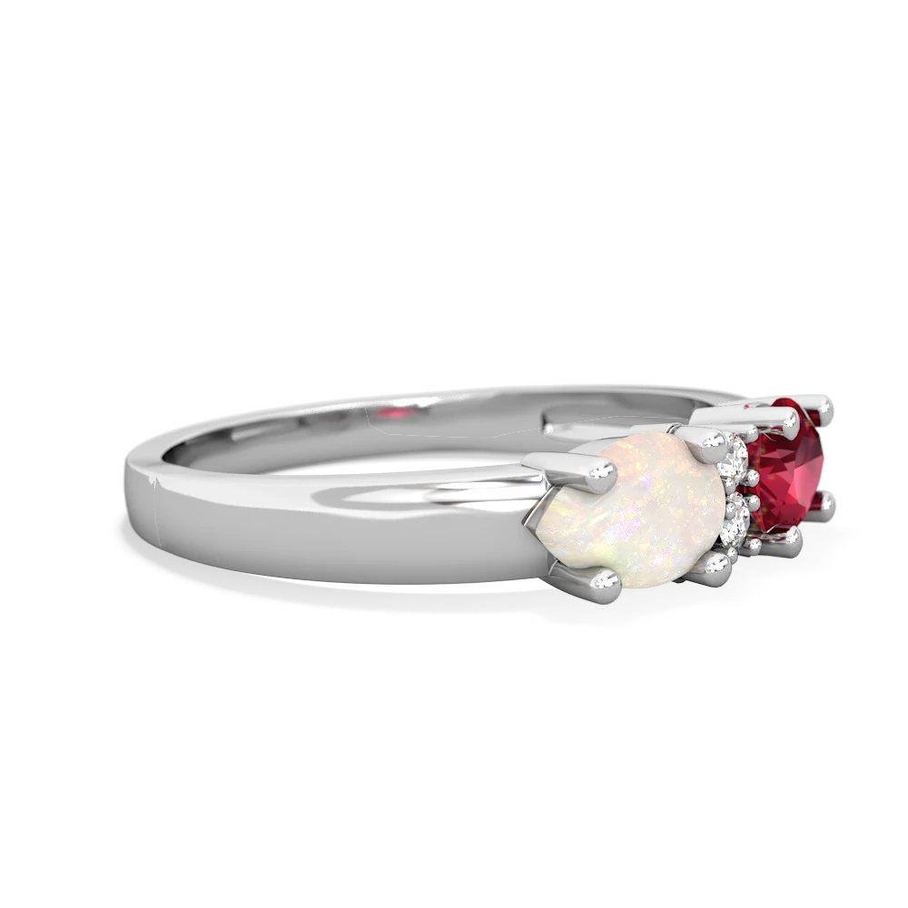 Lab Ruby Pear Bowtie 14K White Gold ring R0865