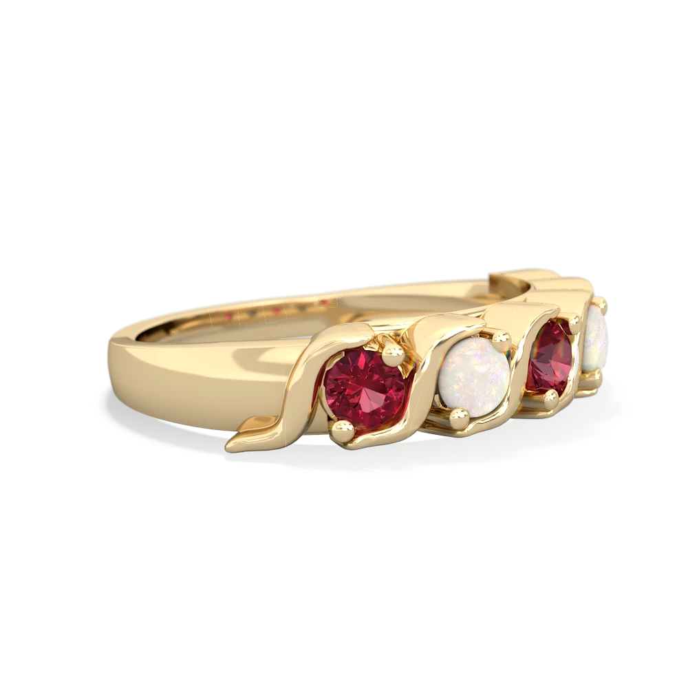 Lab Ruby Anniversary Band 14K Yellow Gold ring R2089