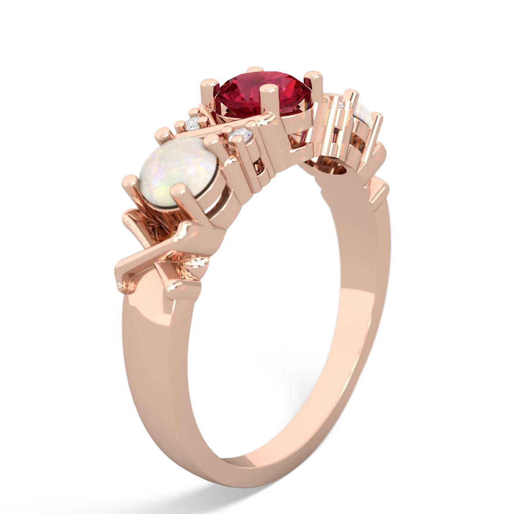 Lab Ruby Hugs And Kisses 14K Rose Gold ring R5016