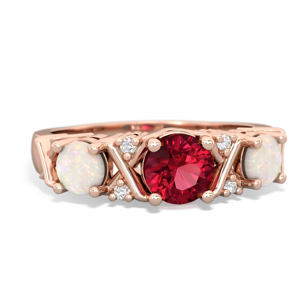 Lab Ruby Hugs And Kisses 14K Rose Gold ring R5016