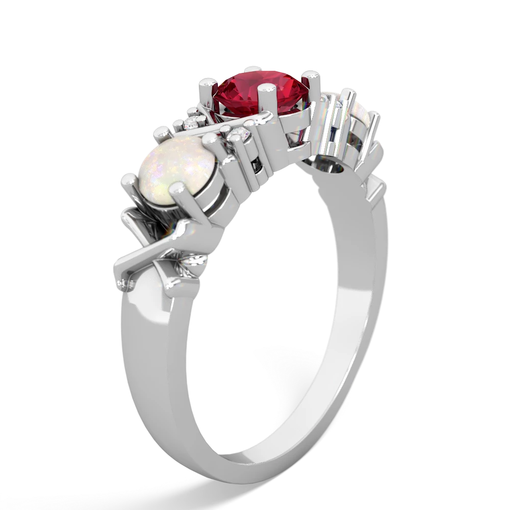 Lab Ruby Hugs And Kisses 14K White Gold ring R5016