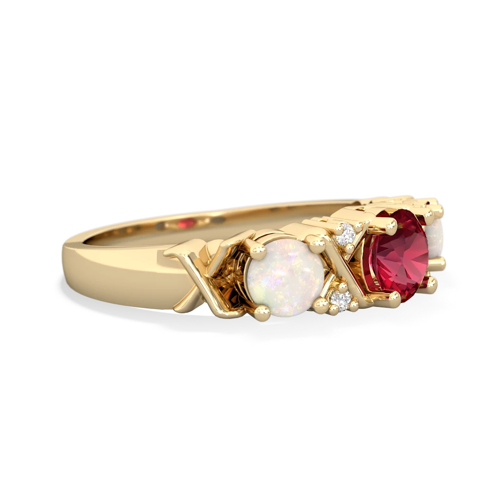 Lab Ruby Hugs And Kisses 14K Yellow Gold ring R5016