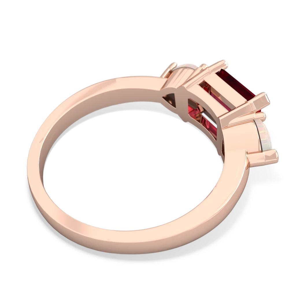 Lab Ruby Three Stone 14K Rose Gold ring R5235