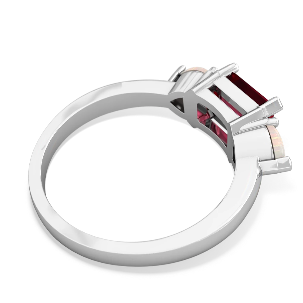 Lab Ruby Three Stone 14K White Gold ring R5235