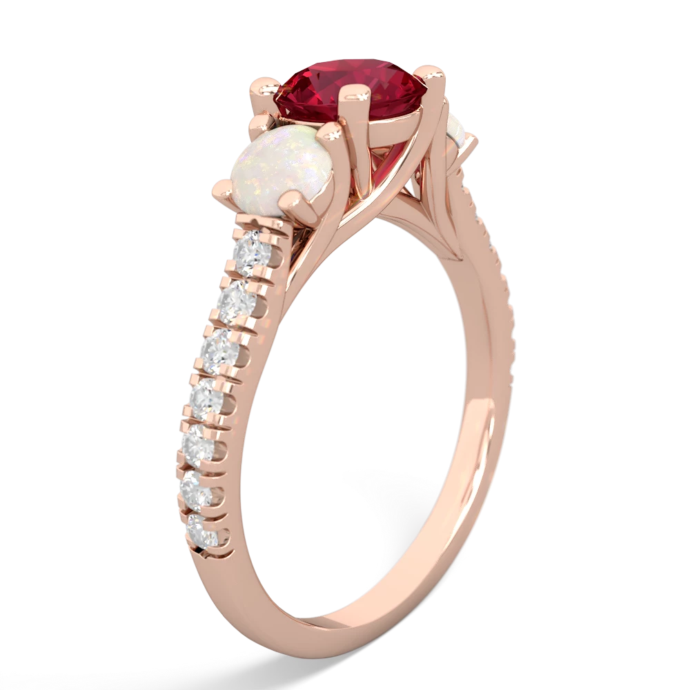 Lab Ruby Pave Trellis 14K Rose Gold ring R5500