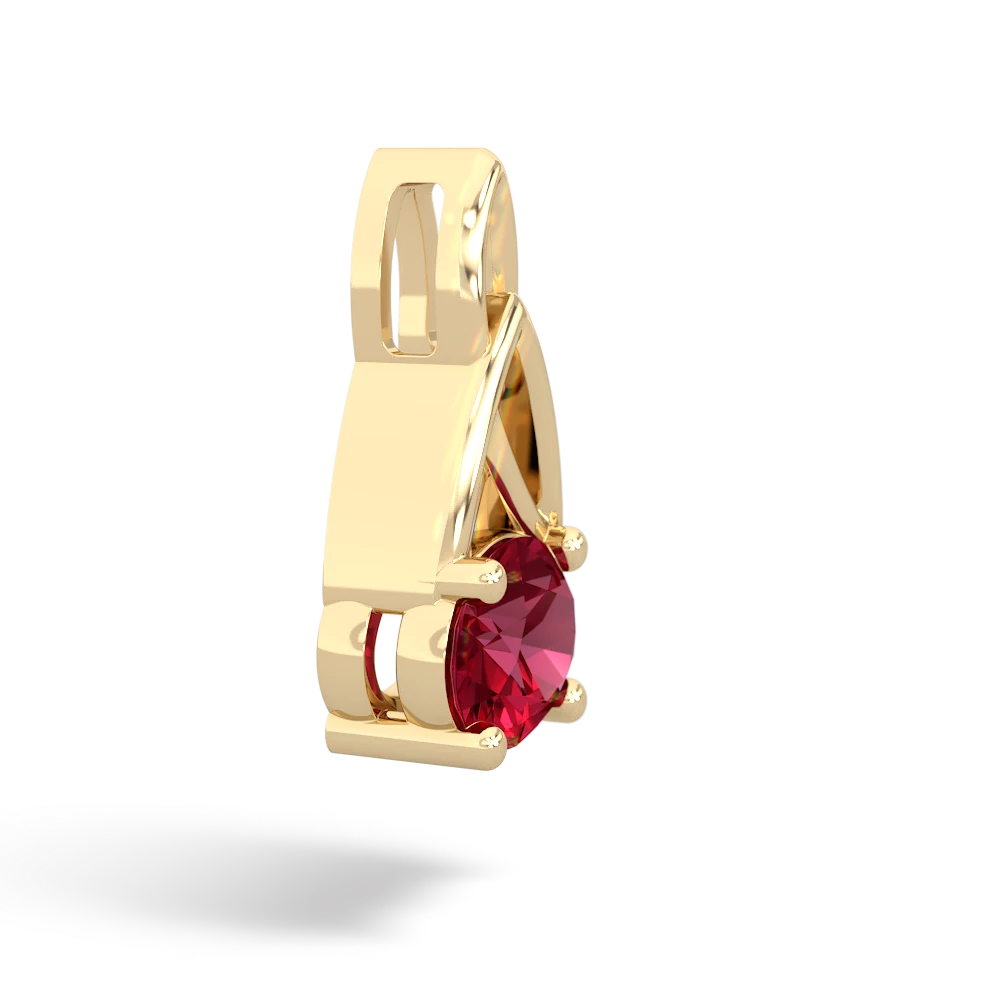 Lab Ruby Celtic Trinity Knot 14K Yellow Gold pendant P2389