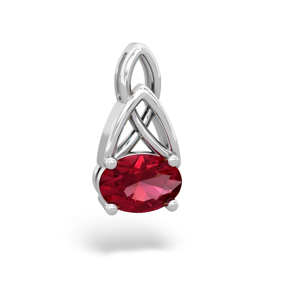 Lab Ruby Celtic Trinity Knot 14K White Gold pendant P2389