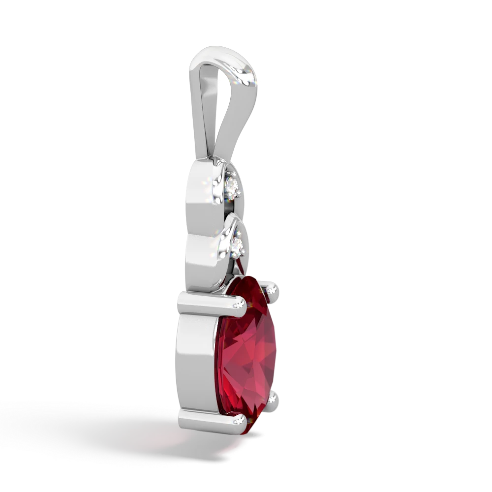 Lab Ruby Links 14K White Gold pendant P4032