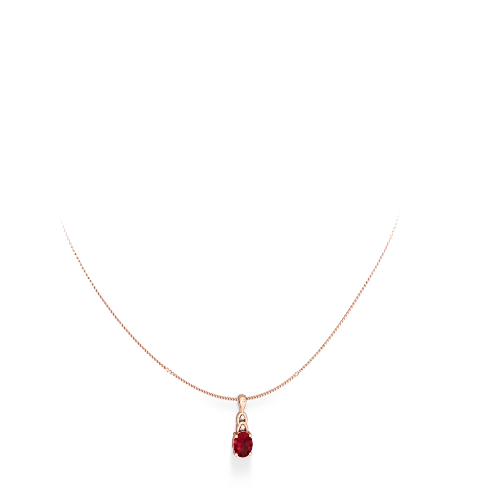 Lab Ruby Links 14K Rose Gold pendant P4032