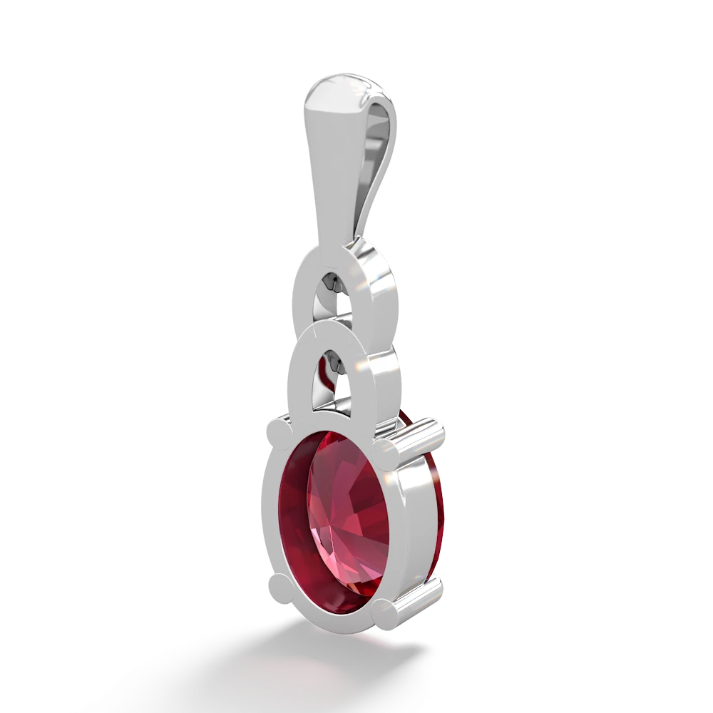 Lab Ruby Links 14K White Gold pendant P4032