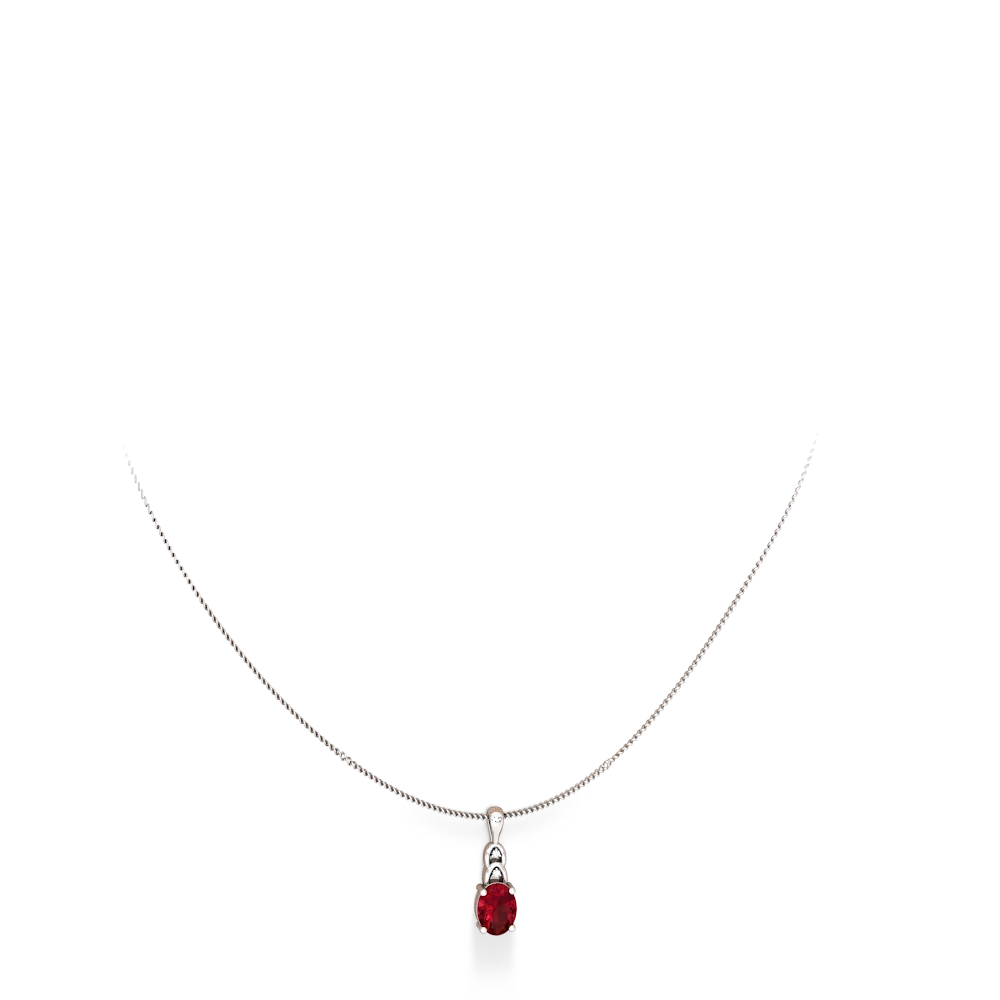 Lab Ruby Links 14K White Gold pendant P4032