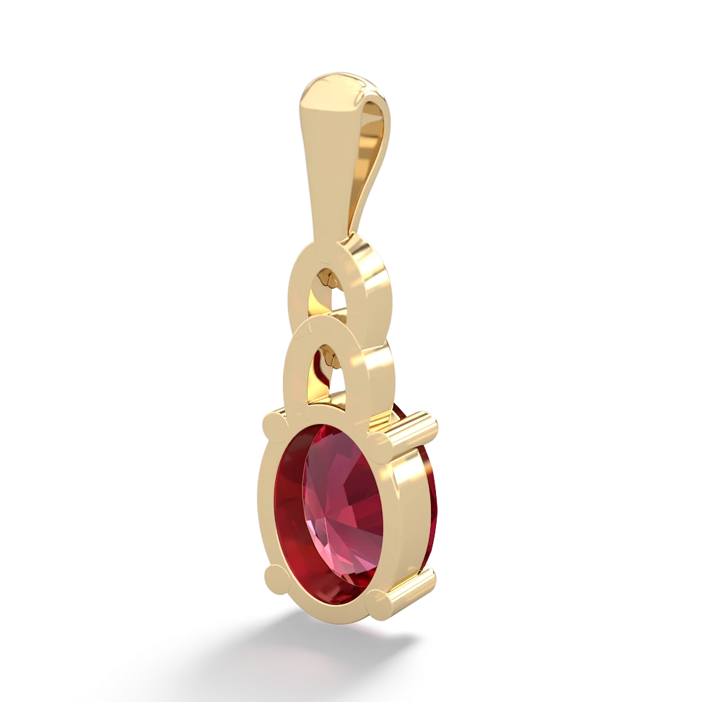 Lab Ruby Links 14K Yellow Gold pendant P4032