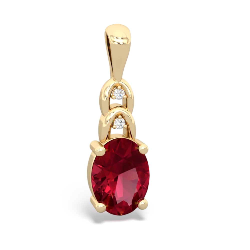 Lab Ruby Links 14K Yellow Gold pendant P4032