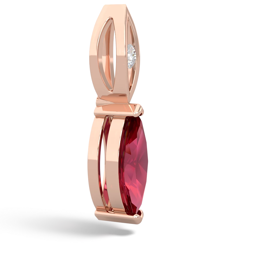 Lab Ruby Marquise Drop 14K Rose Gold pendant P5333