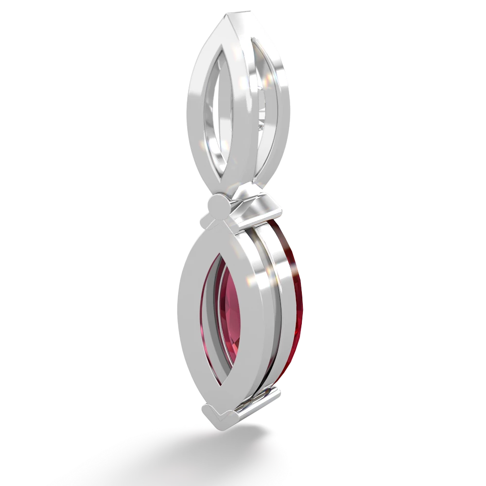 Lab Ruby Marquise Drop 14K White Gold pendant P5333