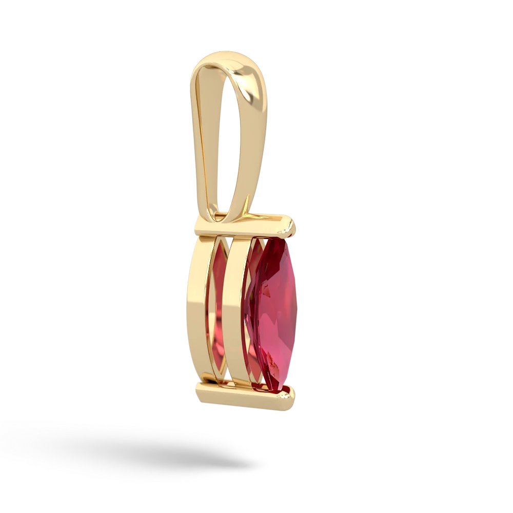 Lab Ruby 8X4 Marquise 14K Yellow Gold pendant P1701