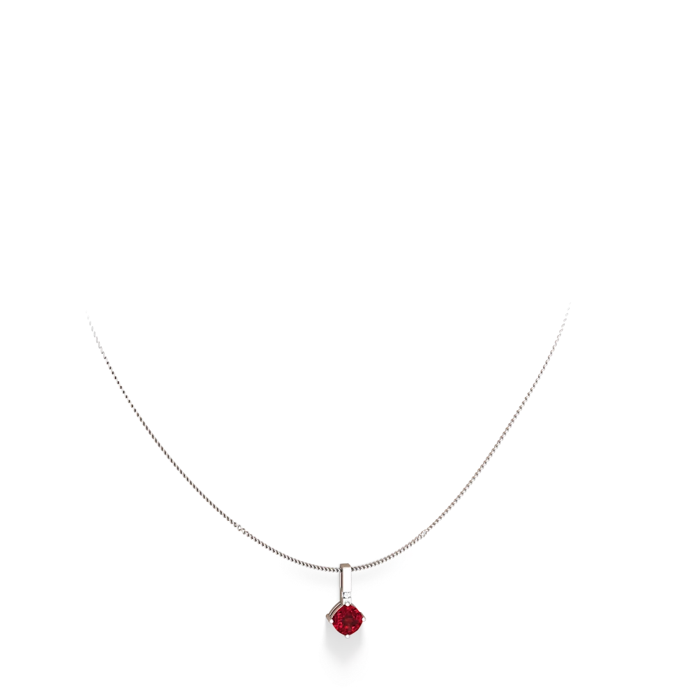 Lab Ruby Simply Elegant 14K White Gold pendant P2489