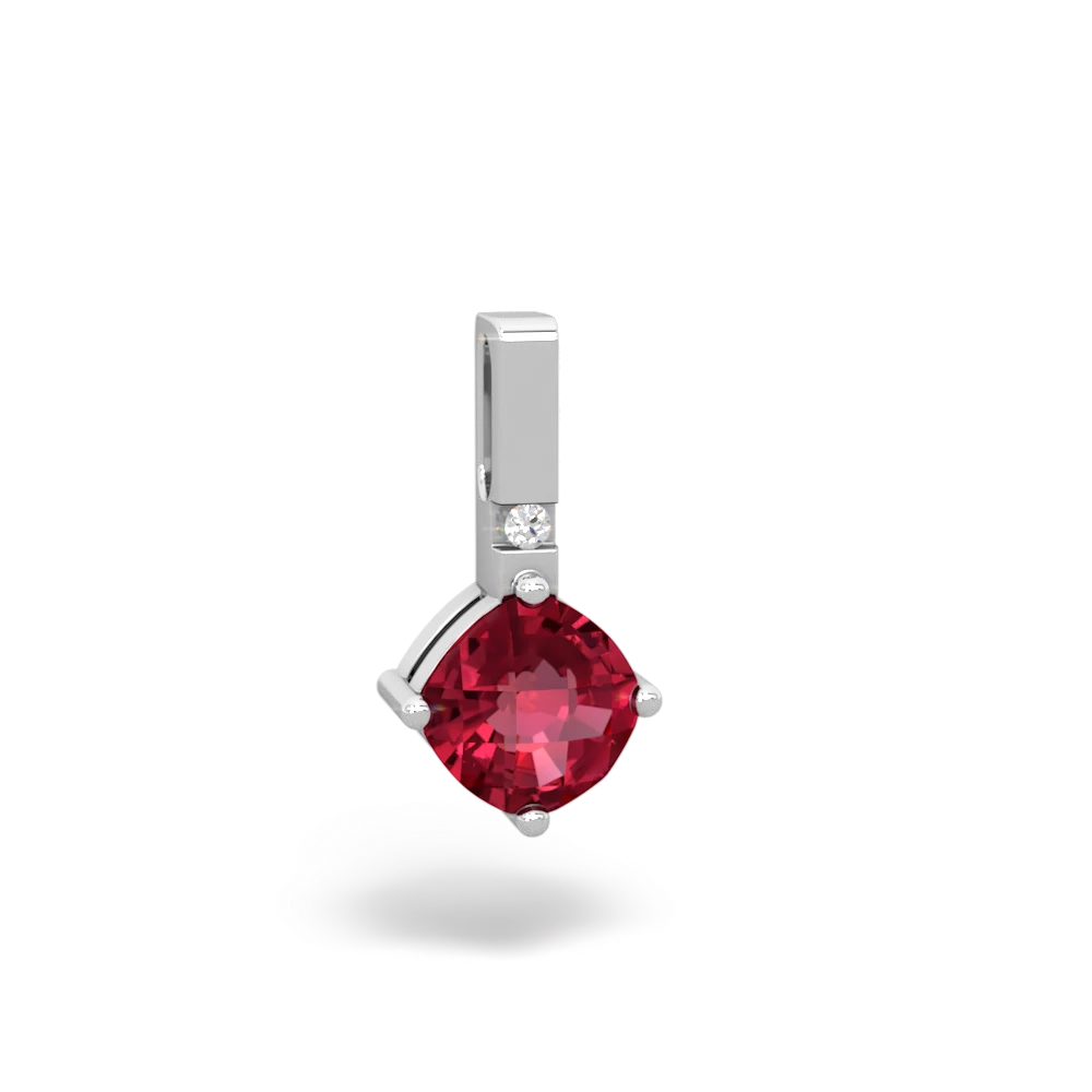 Lab Ruby Simply Elegant 14K White Gold pendant P2489