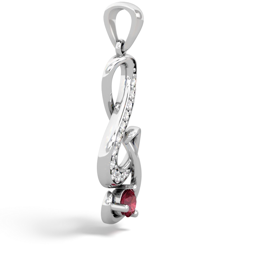 Lab Ruby G-Clef Music 14K White Gold pendant P5830