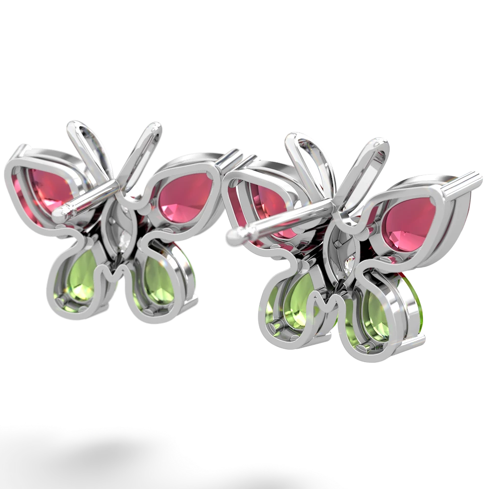 Lab Ruby Butterfly 14K White Gold earrings E2215