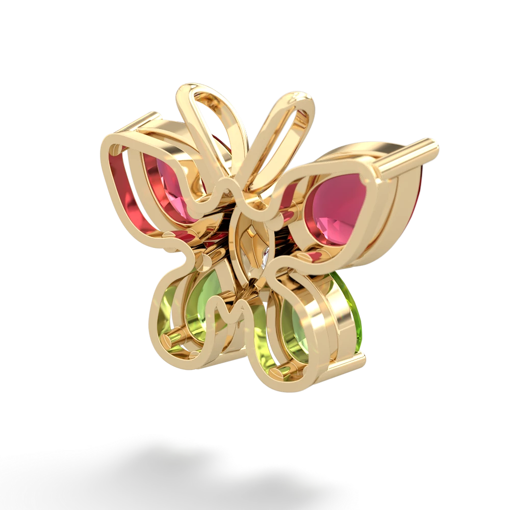 Lab Ruby Butterfly 14K Yellow Gold pendant P2215