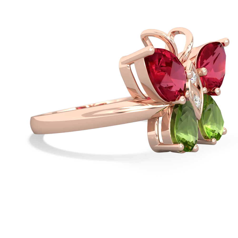 Lab Ruby Butterfly 14K Rose Gold ring R2215