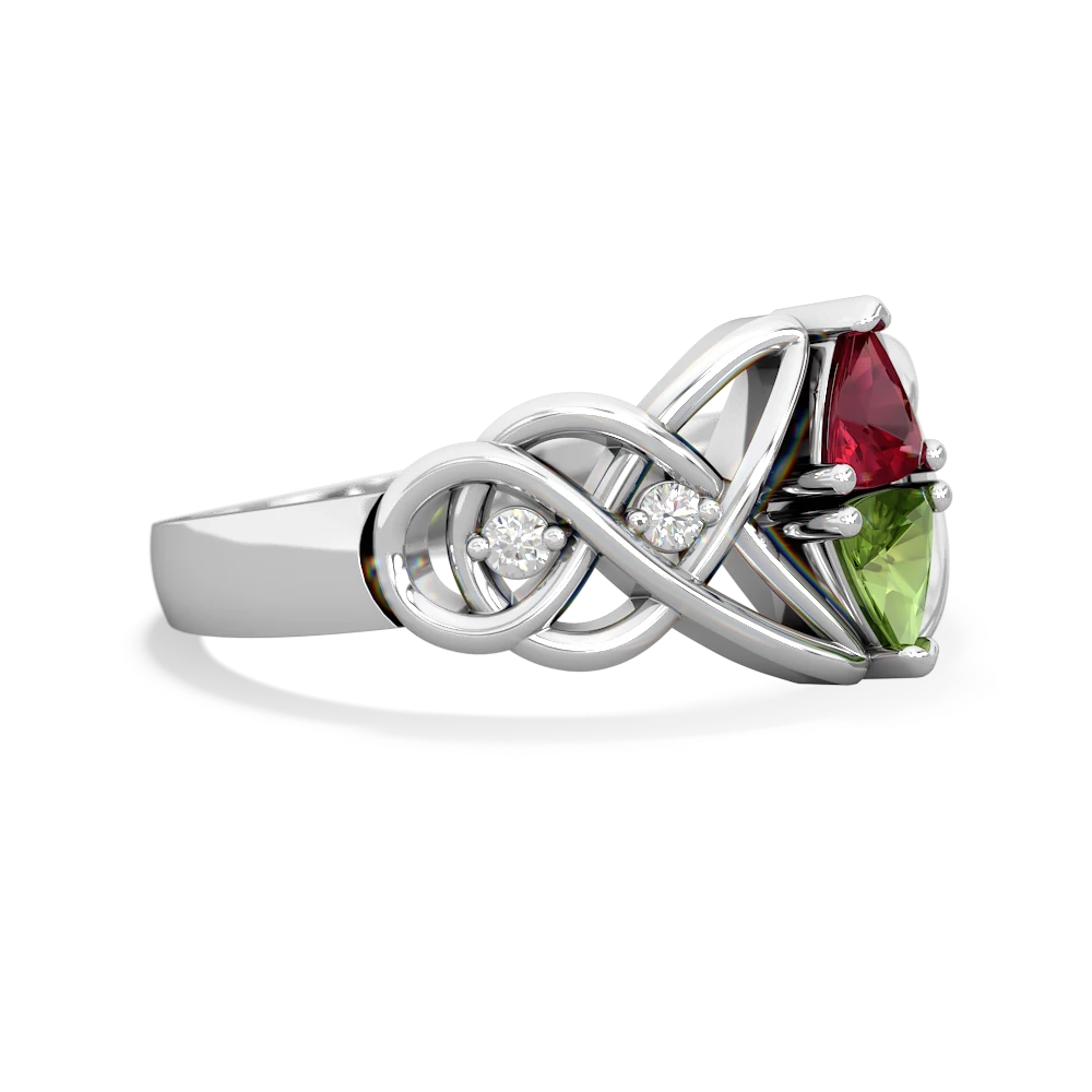 Lab Ruby Keepsake Celtic Knot 14K White Gold ring R5300