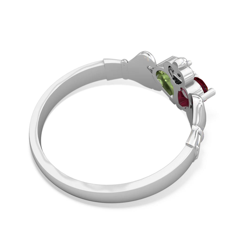 Lab Ruby 'Our Heart' Claddagh 14K White Gold ring R2388