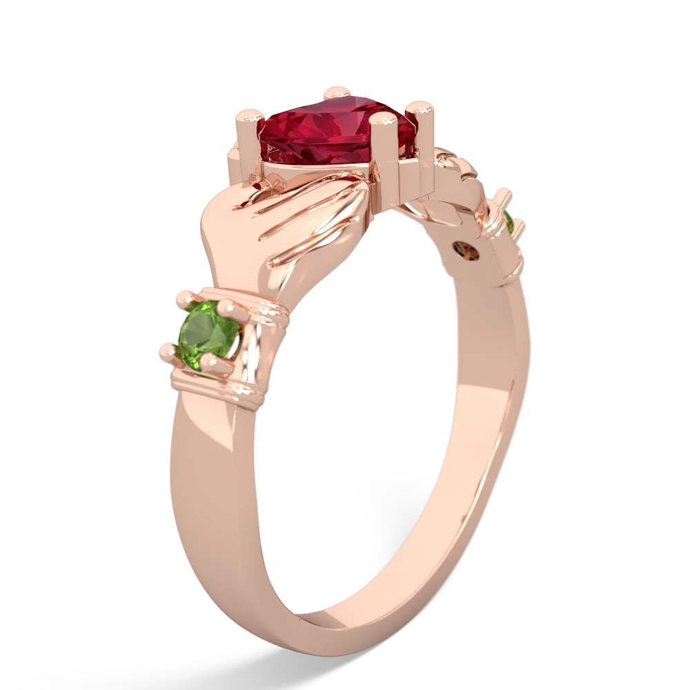 Lab Ruby Claddagh Keepsake 14K Rose Gold ring R5245